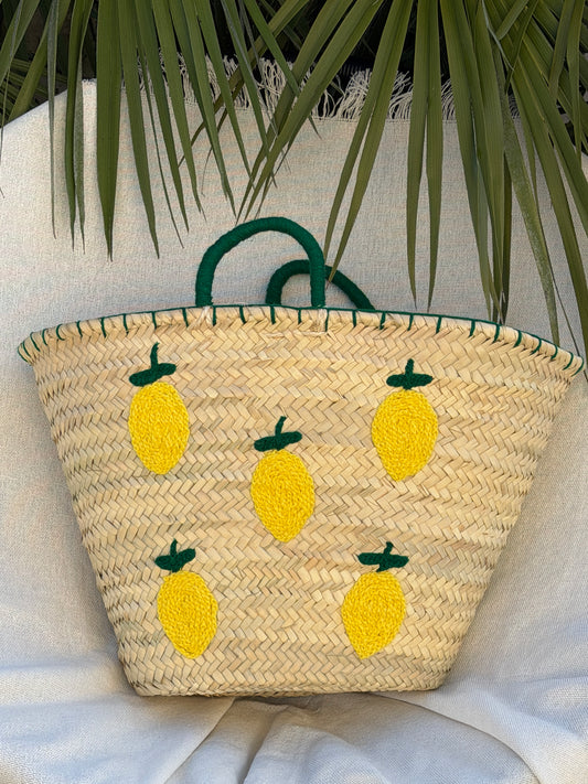 Panier plage citron - panier bohème été personnalisé SOANA 🍋