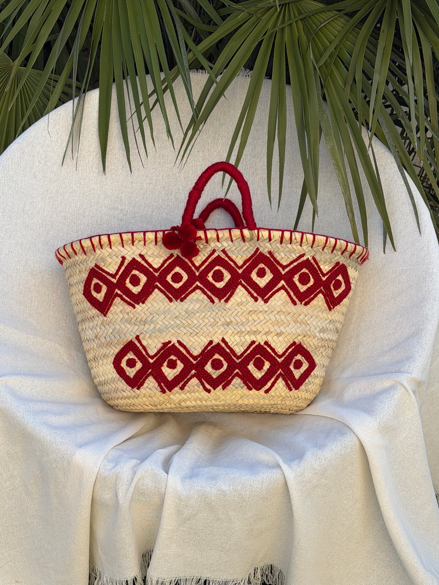 Panier bohème pompons ☀️🌈