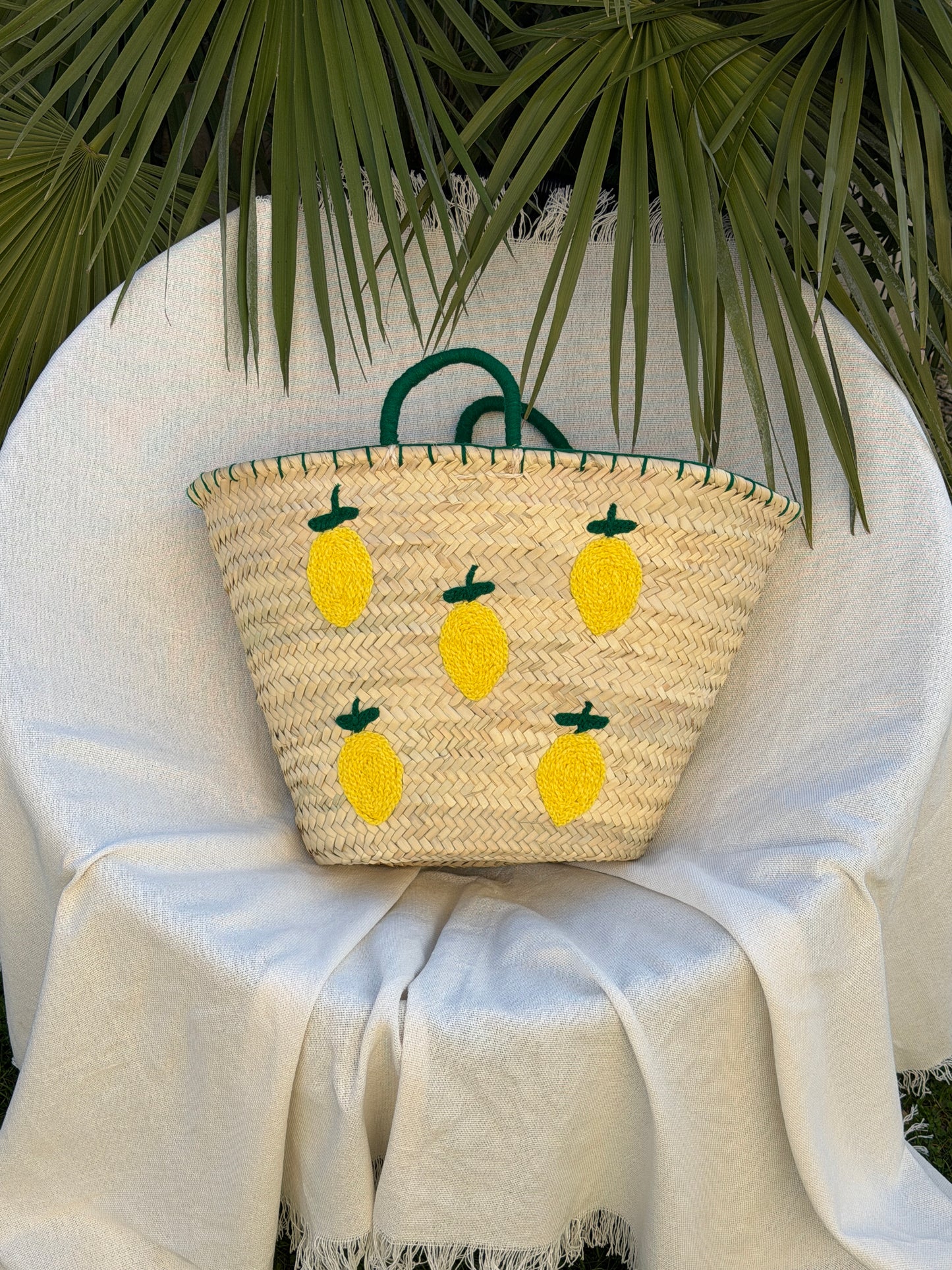 Panier plage citron - panier bohème été personnalisé SOANA 🍋