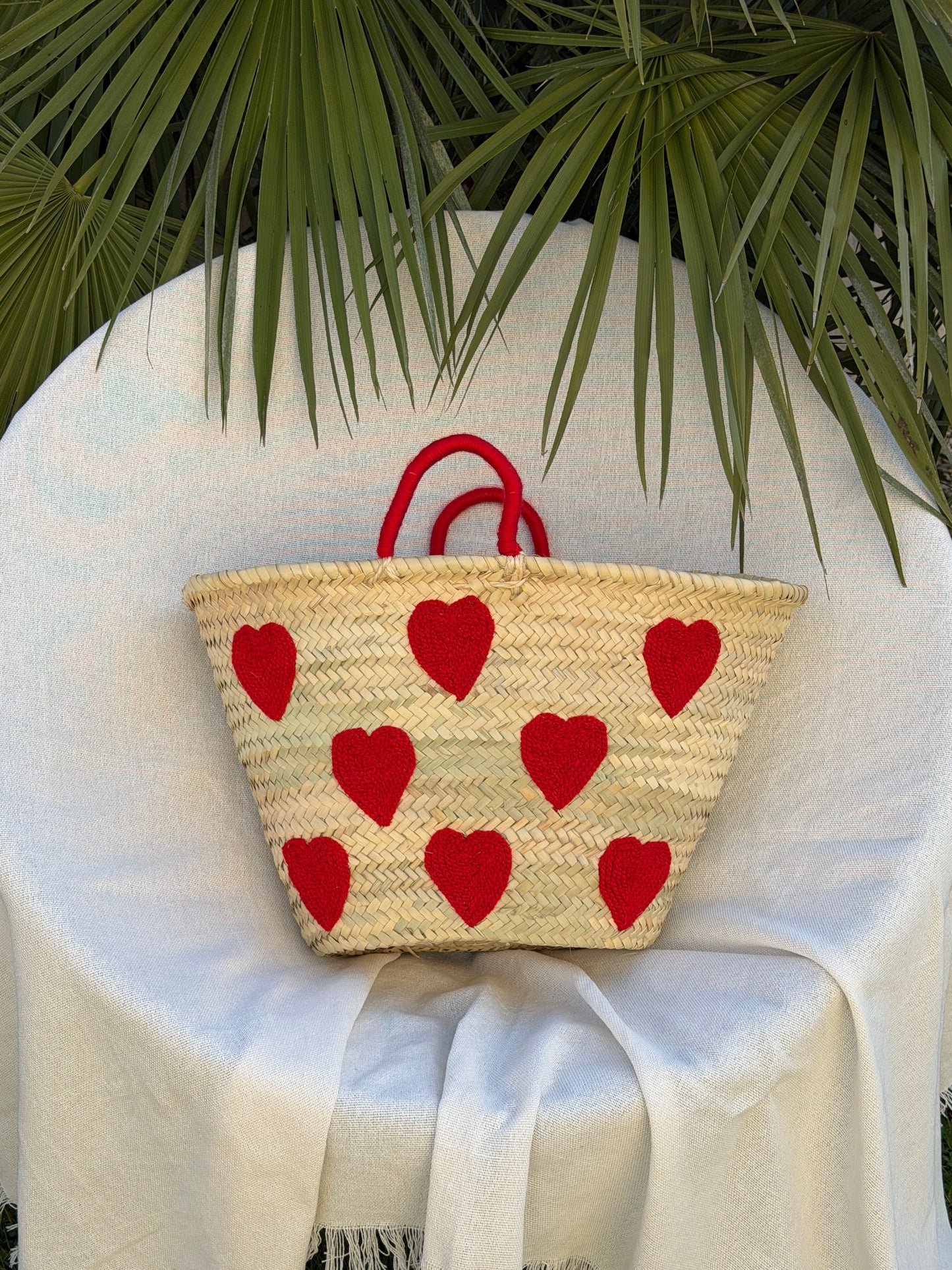 Panier bohème coeurs rouges ❤️