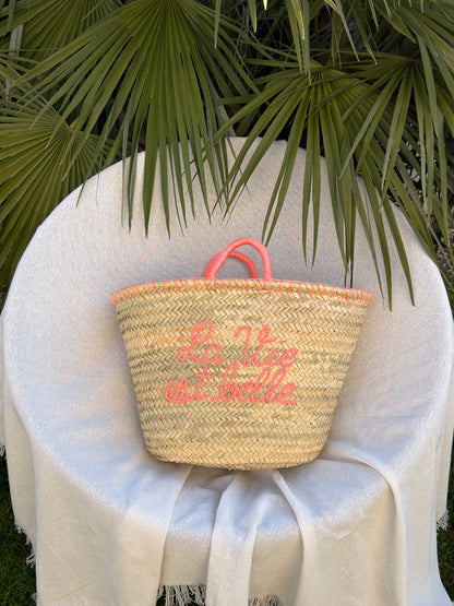Panier bohème "La vie est belle" - Sac de plage été SOANA ✨
