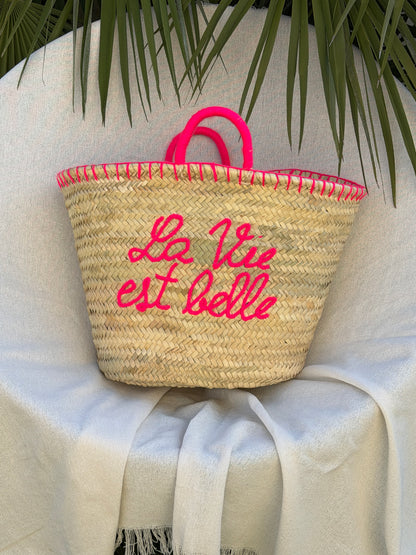 Panier bohème "La vie est belle" - Sac de plage été SOANA ✨