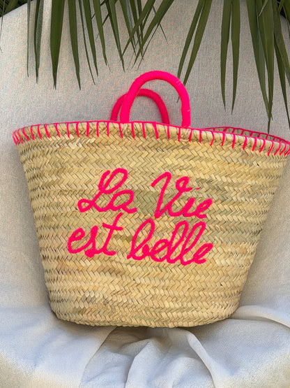 Panier bohème "La vie est belle" - Sac de plage été SOANA ✨
